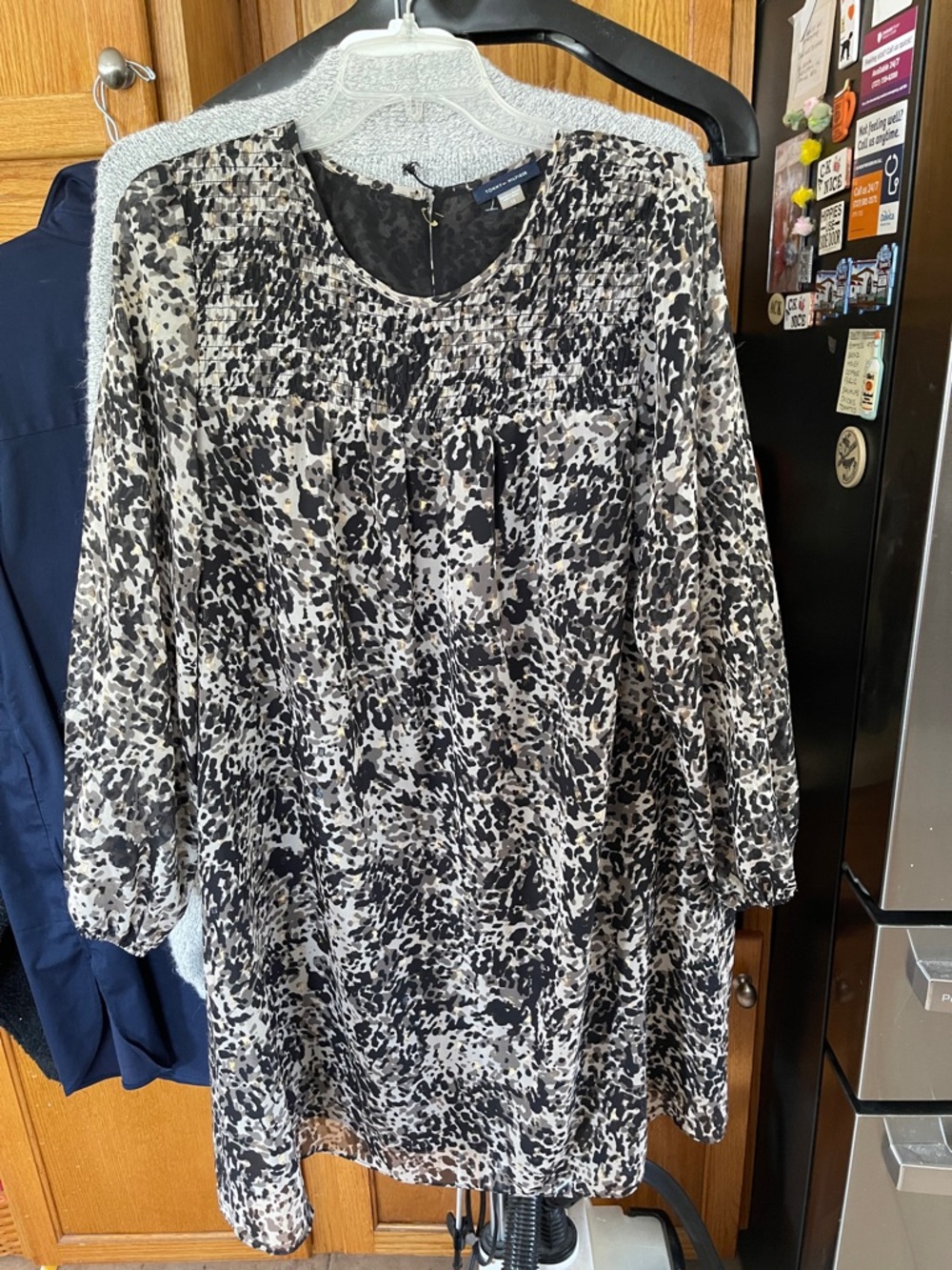 Tommy Hilfiger Women Black Animal Print Mock Dress Size 12